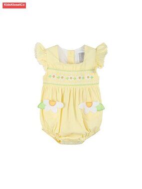 Baby Girls Smocked Flutter Romper Mardi Gras Cotton Boutique